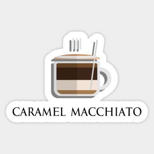 Hot caramel macchiato front view in flat design style Sticker